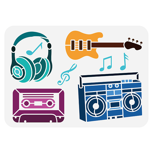 PandaHall FINGERINSPIRE Music Painting Stencil 8.3x11.7inch Reusable Headphones Tapes Guitar Radio Pattern Drawing Template DIY Art Music...
PandaHall FINGERINSPIRE Music Painting Stencil 8.3x11.7inch Reusable Headphones Tapes Guitar Radio Pattern Drawing Template DIY Art Music...