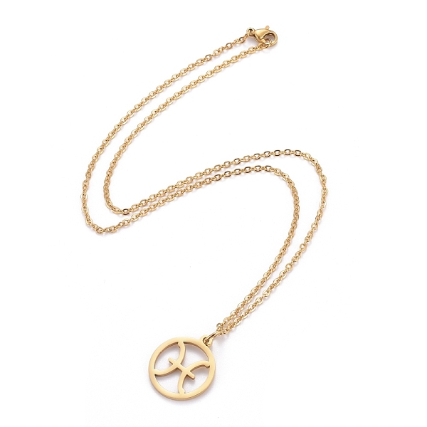 PandaHall 304 Stainless Steel Pendant Necklaces, with Lobster Claw Clasps, Constellation/Zodiac Sign, Golden, Pisces, 19.68 inch(50cm) 304...
PandaHall 304 Stainless Steel Pendant Necklaces, with Lobster Claw Clasps, Constellation/Zodiac Sign, Golden, Pisces, 19.68 inch(50cm) 304...