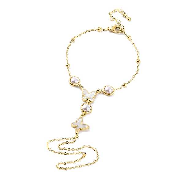 PandaHall Ion Plating(IP) 304 Stainless Steel & Synthetic Shell Ring Bracelets, Cabel Chain Bracelets with Rings, Golden, Butterfly, 6-3/4..., White
PandaHall Ion Plating(IP) 304 Stainless Steel & Synthetic Shell Ring Bracelets, Cabel Chain Bracelets with Rings, Golden, Butterfly, 6-3/4..., White