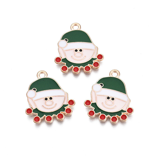 PandaHall Christmas Alloy Enamel Pendants, Cadmium Free & Lead Free, Light Gold, Santa Claus, Dark Green, 21.5x18.5x1.5mm, Hole: 1.8mm...
PandaHall Christmas Alloy Enamel Pendants, Cadmium Free & Lead Free, Light Gold, Santa Claus, Dark Green, 21.5x18.5x1.5mm, Hole: 1.8mm...