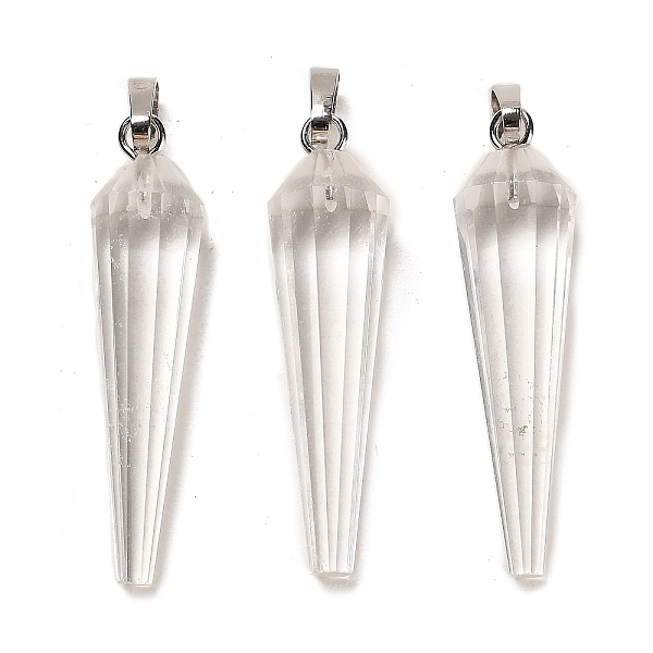 PandaHall Natural Quartz Crystal Pointed Pendants, Faceted Cone Rock Crystal Charms with Platinum Plated Barss Snap on Bails...
PandaHall Natural Quartz Crystal Pointed Pendants, Faceted Cone Rock Crystal Charms with Platinum Plated Barss Snap on Bails...