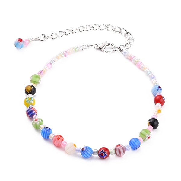 PandaHall Handmade Millefiori Glass Beads Anklets, with Glass Seed Beads and Zinc Alloy Lobster Claw Clasps, Colorful, 9-1/4 inch(23.5cm)...
PandaHall Handmade Millefiori Glass Beads Anklets, with Glass Seed Beads and Zinc Alloy Lobster Claw Clasps, Colorful, 9-1/4 inch(23.5cm)...