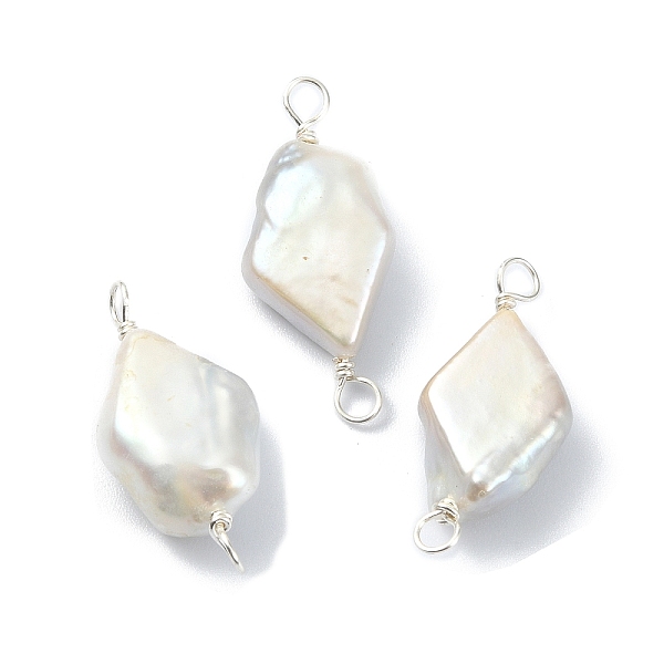 PandaHall Natural Baroque Pearl Keshi Pearl Copper Wire Wrapped Connector Charms, Cultured Freshwater Pearl Rhombus Links, Silver...
PandaHall Natural Baroque Pearl Keshi Pearl Copper Wire Wrapped Connector Charms, Cultured Freshwater Pearl Rhombus Links, Silver...