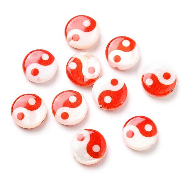 PandaHall Printed Natural Freshwater Shell Beads, Yin Yang Flat Round Beads, Red, 8x2.5~3mm, Hole: 0.8mm Freshwater Shell Flat Round Red
PandaHall Printed Natural Freshwater Shell Beads, Yin Yang Flat Round Beads, Red, 8x2.5~3mm, Hole: 0.8mm Freshwater Shell Flat Round Red