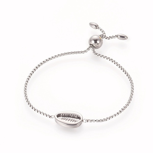 PandaHall 304 Stainless Steel Bolo Bracelets, Slider Bracelets, with Box Chains, Cowrie Shell Shape, Stainless Steel Color, Single Chain...
PandaHall 304 Stainless Steel Bolo Bracelets, Slider Bracelets, with Box Chains, Cowrie Shell Shape, Stainless Steel Color, Single Chain...