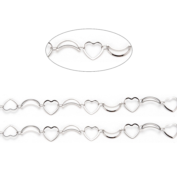 PandaHall 304 Stainless Steel Moon & Heart Link Chains, Soldered, with Spool, Stainless Steel Color,Moon: 12x8x0.5mm, Heart: 9x10x0.5mm...
PandaHall 304 Stainless Steel Moon & Heart Link Chains, Soldered, with Spool, Stainless Steel Color,Moon: 12x8x0.5mm, Heart: 9x10x0.5mm...