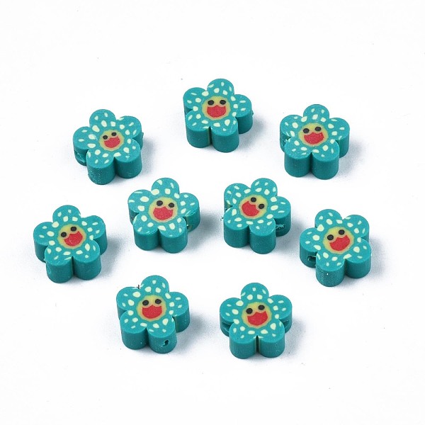 PandaHall Handmade Polymer Clay Beads, Flower with Smiling Face, Dark Cyan, 9~10x4mm, Hole: 1.5mm Polymer Clay Flower
PandaHall Handmade Polymer Clay Beads, Flower with Smiling Face, Dark Cyan, 9~10x4mm, Hole: 1.5mm Polymer Clay Flower