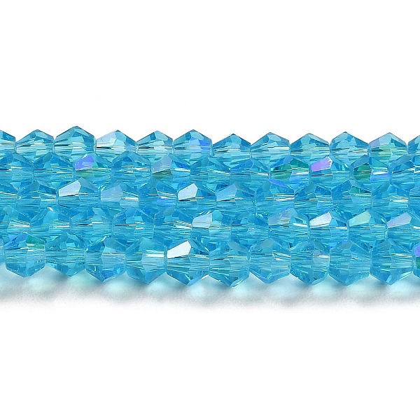 PandaHall Transparent Electroplate Glass Beads Strands, AB Color Plated, Faceted, Bicone, Deep Sky Blue, 3.5mm, about 113~115pcs/strand...
PandaHall Transparent Electroplate Glass Beads Strands, AB Color Plated, Faceted, Bicone, Deep Sky Blue, 3.5mm, about 113~115pcs/strand...