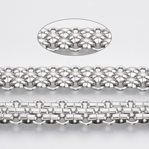 PandaHall 304 Stainless Steel Mesh Chains, with Spool, Unwelded, Stainless Steel Color, Big Link: 13.5x7x1.5mm, Small Link: 9x6x3mm, about...
PandaHall 304 Stainless Steel Mesh Chains, with Spool, Unwelded, Stainless Steel Color, Big Link: 13.5x7x1.5mm, Small Link: 9x6x3mm, about...