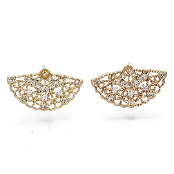 PandaHall Brass Micro Pave Clear Cubic Zirconia Stud Earring Findings, for Half Drilled Beads, Nickel Free, Fan, Real 18K Gold Plated...
PandaHall Brass Micro Pave Clear Cubic Zirconia Stud Earring Findings, for Half Drilled Beads, Nickel Free, Fan, Real 18K Gold Plated...