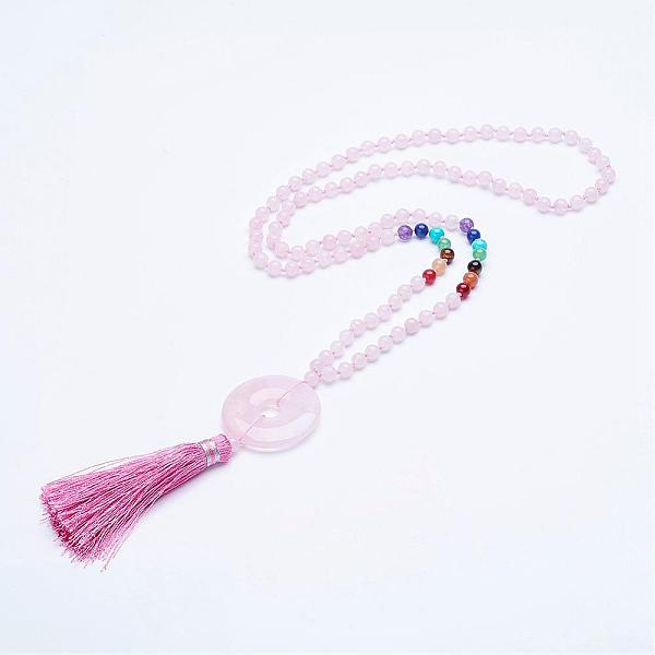 PandaHall Natural Rose Quartz Beaded Necklaces, with Tassel Pendants, 30.7 inch~32.3 inch(78cm~82cm) Rose Quartz
PandaHall Natural Rose Quartz Beaded Necklaces, with Tassel Pendants, 30.7 inch~32.3 inch(78cm~82cm) Rose Quartz