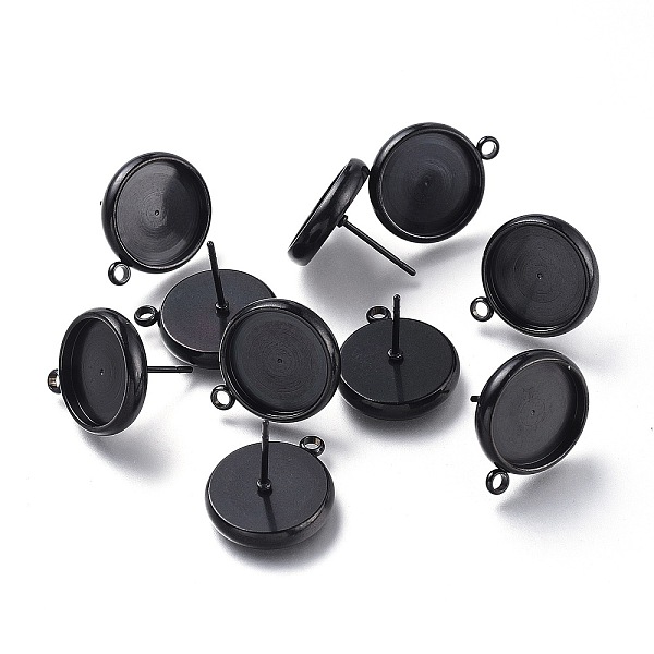 PandaHall 304 Stainless Steel Stud Earring Settings, with Loop, Flat Round, Electrophoresis Black, Flat Round: 17x14.5mm, Hole: 1.6mm, Pin...
PandaHall 304 Stainless Steel Stud Earring Settings, with Loop, Flat Round, Electrophoresis Black, Flat Round: 17x14.5mm, Hole: 1.6mm, Pin...