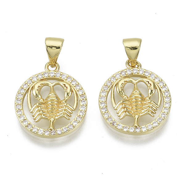 PandaHall Brass Micro Pave Cubic Zirconia Pendants, Nickel Free, with Snap on Bail, Flat Round with Constellation, Clear, Real 18K Gold...
PandaHall Brass Micro Pave Cubic Zirconia Pendants, Nickel Free, with Snap on Bail, Flat Round with Constellation, Clear, Real 18K Gold...
