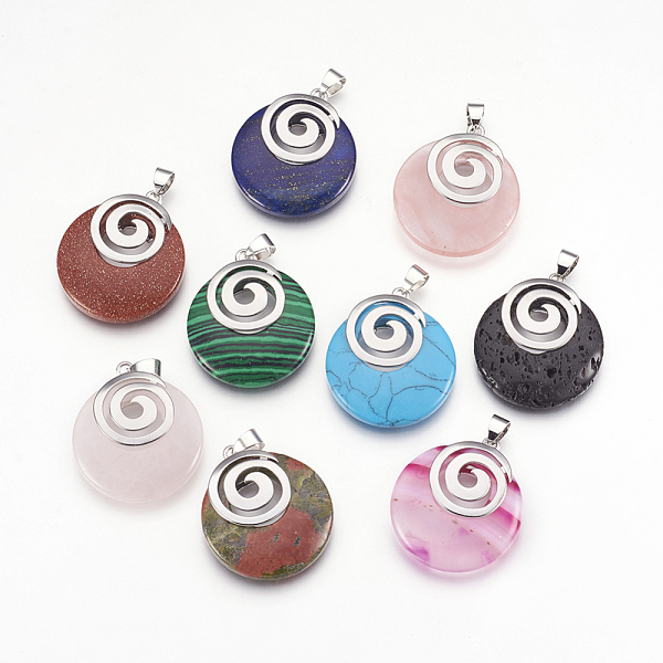 PandaHall Natural & Synthetic Gemstone Pendants, with Platinum Tone Brass Findings, Flat Round, 32x28x6mm, Hole: 4x5mm Mixed Stone Flat..., Multicolor
PandaHall Natural & Synthetic Gemstone Pendants, with Platinum Tone Brass Findings, Flat Round, 32x28x6mm, Hole: 4x5mm Mixed Stone Flat..., Multicolor