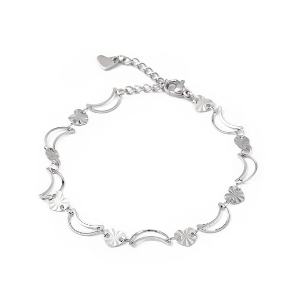 PandaHall 304 Stainless Steel Moon & Heart Link Chain Bracelet for Women, Stainless Steel Color, 7-1/2 inch(18.9cm) 304 Stainless Steel
PandaHall 304 Stainless Steel Moon & Heart Link Chain Bracelet for Women, Stainless Steel Color, 7-1/2 inch(18.9cm) 304 Stainless Steel