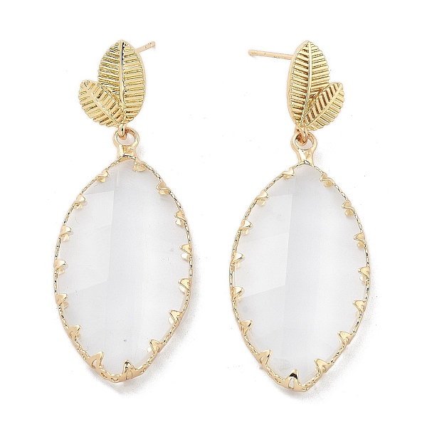 PandaHall Brass Leaf Dangle Stud Earrings, Glass Drop Earrings, Golden, 49.5x17.5mm Glass Leaf
PandaHall Brass Leaf Dangle Stud Earrings, Glass Drop Earrings, Golden, 49.5x17.5mm Glass Leaf