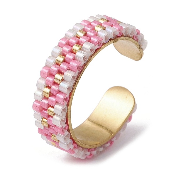PandaHall 304 Stainless Steel Open Cuff Ring with Glass Seed Beaded, Triangle, US Size 6 1/2(16.9mm) Stainless Steel+Glass Triangle
PandaHall 304 Stainless Steel Open Cuff Ring with Glass Seed Beaded, Triangle, US Size 6 1/2(16.9mm) Stainless Steel+Glass Triangle