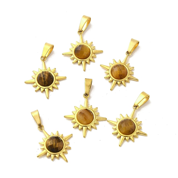 PandaHall Natural Tiger Eye Faceted Sun Pendants, Golden Tone 304 Stainless Steel Charms, 19x17x4mm, Hole: 6x3mm Tiger Eye Sun
PandaHall Natural Tiger Eye Faceted Sun Pendants, Golden Tone 304 Stainless Steel Charms, 19x17x4mm, Hole: 6x3mm Tiger Eye Sun
