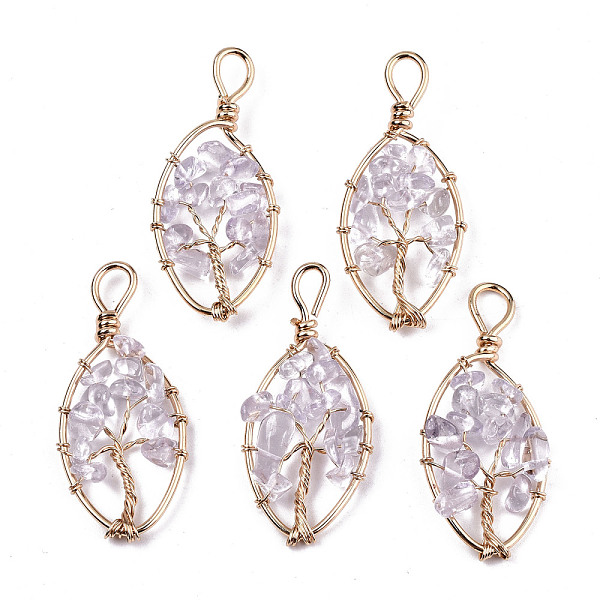 PandaHall Natural Quartz Crystal Pendants, Light Gold Tone Brass Wire Wrapped, Tree, Oval, 43~44x19x6mm, Hole: 4mm Quartz Crystal Oval
PandaHall Natural Quartz Crystal Pendants, Light Gold Tone Brass Wire Wrapped, Tree, Oval, 43~44x19x6mm, Hole: 4mm Quartz Crystal Oval