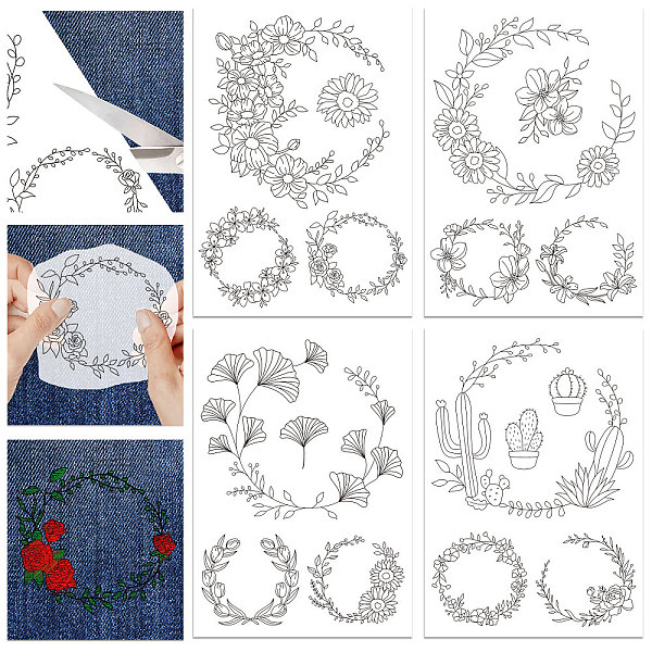 PandaHall 4 Sheets 11.6x8.2 Inch Stick and Stitch Embroidery Patterns, Non-woven Fabrics Water Soluble Embroidery Stabilizers, Flower...
PandaHall 4 Sheets 11.6x8.2 Inch Stick and Stitch Embroidery Patterns, Non-woven Fabrics Water Soluble Embroidery Stabilizers, Flower...