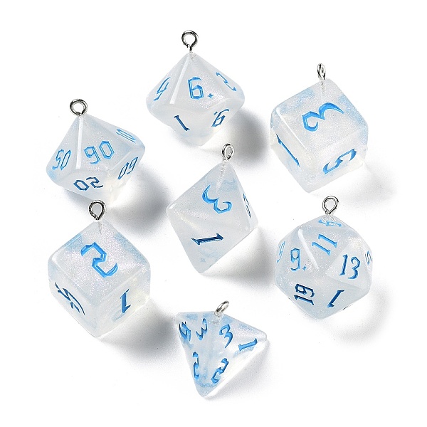 PandaHall 7Pcs 7 Styles Transparent Resin Polyhedral Dice Pendants Set, Multi-Sided Dice Charms with Platinum Plated Iron Loops, Mixed..., White
PandaHall 7Pcs 7 Styles Transparent Resin Polyhedral Dice Pendants Set, Multi-Sided Dice Charms with Platinum Plated Iron Loops, Mixed..., White