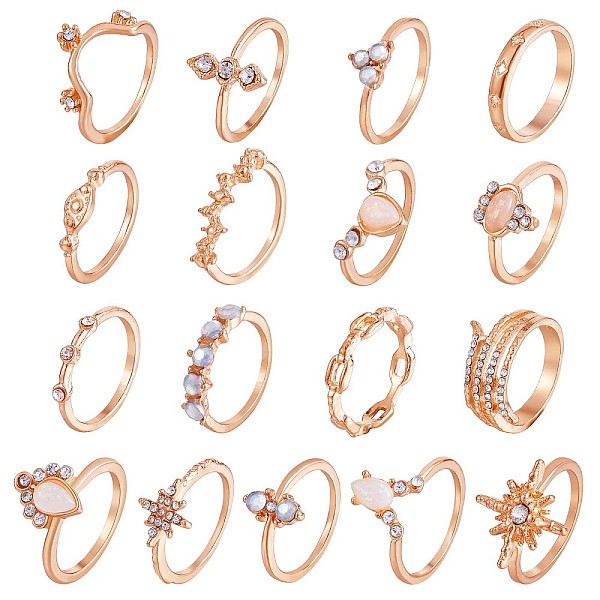 PandaHall 17Pcs 17 Style Crystal Rhinestone Teardrop & Star & Horse Eye Finger Rings Set, Alloy Stackable Rings for Women, Rose Gold, Inner...
PandaHall 17Pcs 17 Style Crystal Rhinestone Teardrop & Star & Horse Eye Finger Rings Set, Alloy Stackable Rings for Women, Rose Gold, Inner...