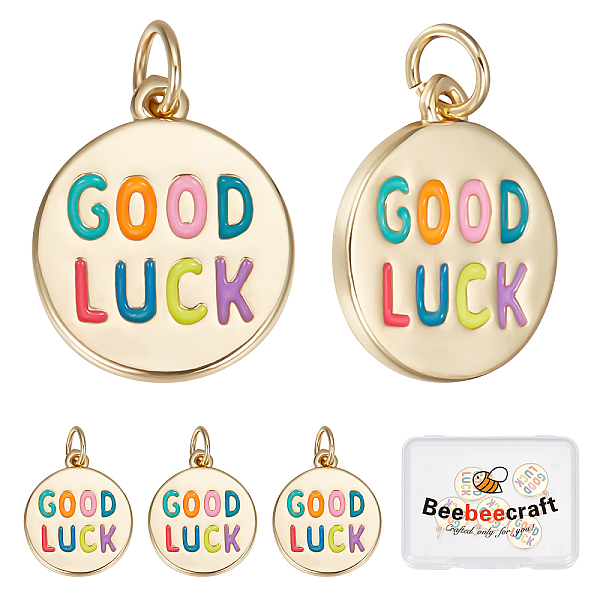 PandaHall Beebeecraft 1 Box 6Pcs Enamel Pendants 18K Gold Plated Flat Round Charms with Word Good Luck Colorful Earring Findings for Jewelry...
PandaHall Beebeecraft 1 Box 6Pcs Enamel Pendants 18K Gold Plated Flat Round Charms with Word Good Luck Colorful Earring Findings for Jewelry...