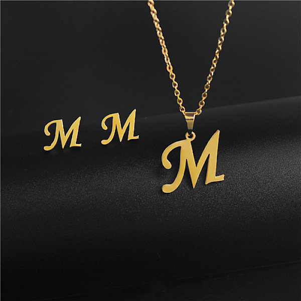 PandaHall Golden Stainless Steel Initial Letter Jewelry Set, Stud Earrings & Pendant Necklaces, Letter M, No Size Stainless Steel Letter M
PandaHall Golden Stainless Steel Initial Letter Jewelry Set, Stud Earrings & Pendant Necklaces, Letter M, No Size Stainless Steel Letter M