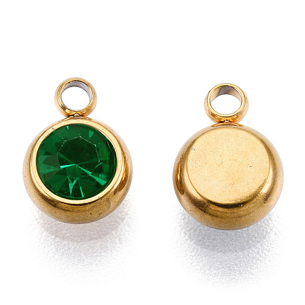 PandaHall Vacuum Plating 201 Stainless Steel Rhinestone Charms, Birthstone Charms, Flat Round, Real 18K Gold Plated, Emerald, 8.5x6x3mm..., Green
PandaHall Vacuum Plating 201 Stainless Steel Rhinestone Charms, Birthstone Charms, Flat Round, Real 18K Gold Plated, Emerald, 8.5x6x3mm..., Green