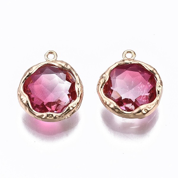PandaHall Two-Tone Faceted Glass Charms, with Brass Prong Settings, Flat Round, Light Gold, Hot Pink, 14x12x4.5mm, Hole: 1mm Brass+Glass...
PandaHall Two-Tone Faceted Glass Charms, with Brass Prong Settings, Flat Round, Light Gold, Hot Pink, 14x12x4.5mm, Hole: 1mm Brass+Glass...