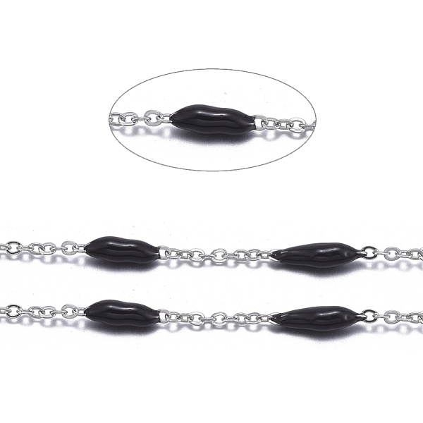 PandaHall Handmade Enamel Beaded Chains, with Stainless Steel Curb Chains and Spool, Soldered, Stainless Steel Color, Black, 1.5x1x0.1mm...
PandaHall Handmade Enamel Beaded Chains, with Stainless Steel Curb Chains and Spool, Soldered, Stainless Steel Color, Black, 1.5x1x0.1mm...