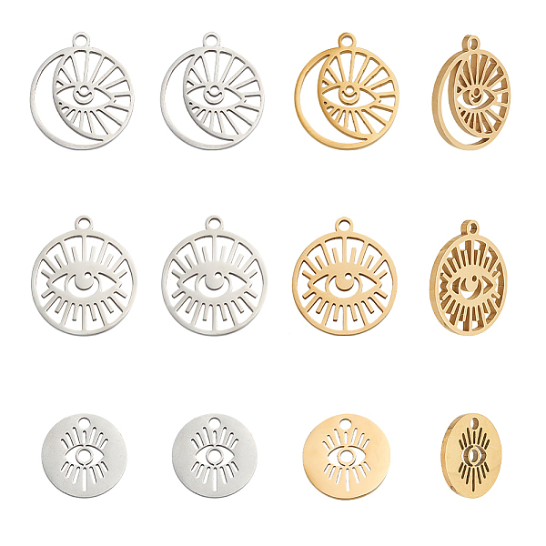 PandaHall ARRICRAFT 12Pcs 6 Styles 304 Stainless Steel Pendants, Flat Round with Evil Eye Charm, Mixed Shapes, Platinum & Golden...
PandaHall ARRICRAFT 12Pcs 6 Styles 304 Stainless Steel Pendants, Flat Round with Evil Eye Charm, Mixed Shapes, Platinum & Golden...