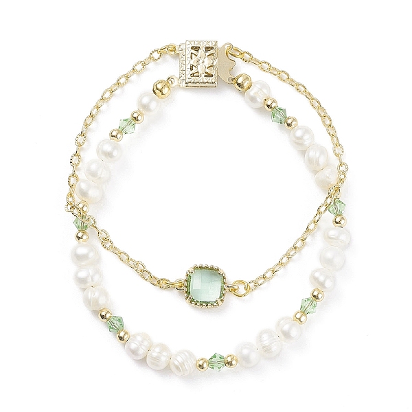 PandaHall Natural Pearl & Glass Beaded Multi-strand Bracelet with Brass Cable Chains for Women, Golden, Light Green, 7-1/2 inch(19cm) Pearl
PandaHall Natural Pearl & Glass Beaded Multi-strand Bracelet with Brass Cable Chains for Women, Golden, Light Green, 7-1/2 inch(19cm) Pearl