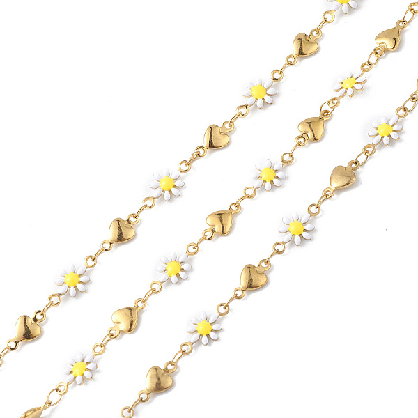 PandaHall 304 Stainless Steel Enamel Link Chains, with Spool, Unwelded, Heart & Flower, Golden, 10~12.5x5~7x2mm 304 Stainless Steel
PandaHall 304 Stainless Steel Enamel Link Chains, with Spool, Unwelded, Heart & Flower, Golden, 10~12.5x5~7x2mm 304 Stainless Steel