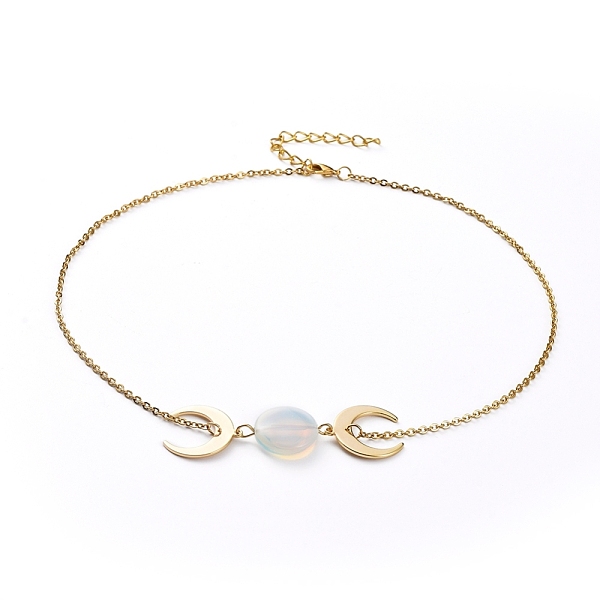 PandaHall Pendant Necklaces, with Opalite Beads, 304 Stainless Steel Cable Chains, Iron Curb Chains, Double Horn/Crescent Moon Brass...
PandaHall Pendant Necklaces, with Opalite Beads, 304 Stainless Steel Cable Chains, Iron Curb Chains, Double Horn/Crescent Moon Brass...