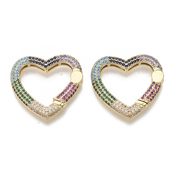 PandaHall Brass Micro Pave Cubic Zirconia Spring Gate Rings, Nickel Free, Heart, Colorful, Real 16K Gold Plated, 28x28.5x4mm, Inner Diameter...
PandaHall Brass Micro Pave Cubic Zirconia Spring Gate Rings, Nickel Free, Heart, Colorful, Real 16K Gold Plated, 28x28.5x4mm, Inner Diameter...