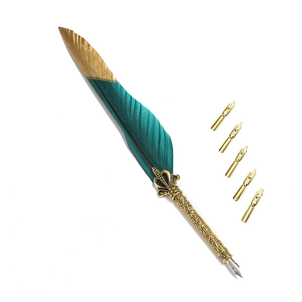 PandaHall Feather Dipped Pen, with Alloy Pen Tip & Replacement Tips, for Teacher's Day, Teal, 285x45mm Feather Feather Cyan
PandaHall Feather Dipped Pen, with Alloy Pen Tip & Replacement Tips, for Teacher's Day, Teal, 285x45mm Feather Feather Cyan