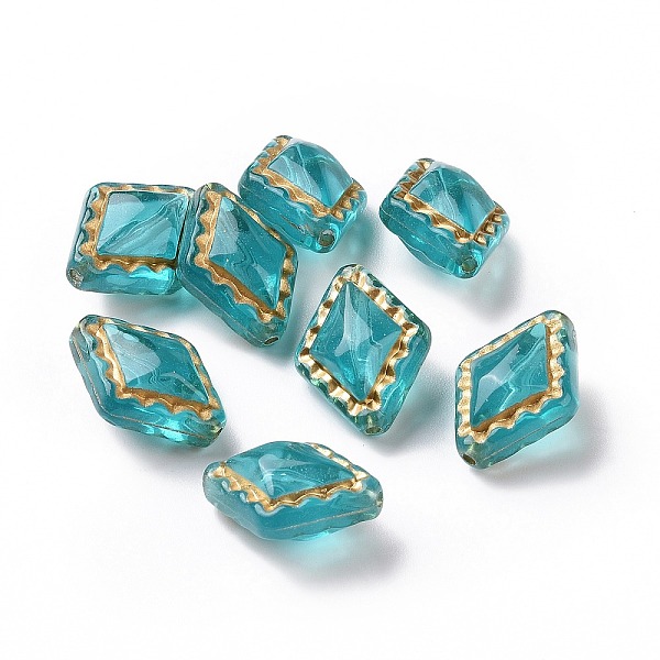 PandaHall Plating Transparent Acrylic Beads, Golden Metal Enlaced, Rhombus, Light Sea Green, 18x14x9~9.5mm, Hole: 1.5mm Acrylic Rhombus
PandaHall Plating Transparent Acrylic Beads, Golden Metal Enlaced, Rhombus, Light Sea Green, 18x14x9~9.5mm, Hole: 1.5mm Acrylic Rhombus