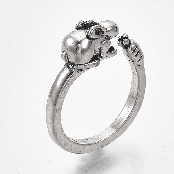 PandaHall Alloy Bunny Cuff Finger Rings, Rabbit with Carrot, Antique Silver, US Size 6(16.5mm) Alloy
PandaHall Alloy Bunny Cuff Finger Rings, Rabbit with Carrot, Antique Silver, US Size 6(16.5mm) Alloy