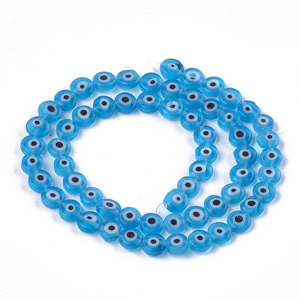 PandaHall Handmade Evil Eye Lampwork Beads Strands, Flat Round, Deep Sky Blue, 6x2.5mm, Hole: 1mm, about 64~65pcs/strand, 14.1 inch~14.5...
PandaHall Handmade Evil Eye Lampwork Beads Strands, Flat Round, Deep Sky Blue, 6x2.5mm, Hole: 1mm, about 64~65pcs/strand, 14.1 inch~14.5...