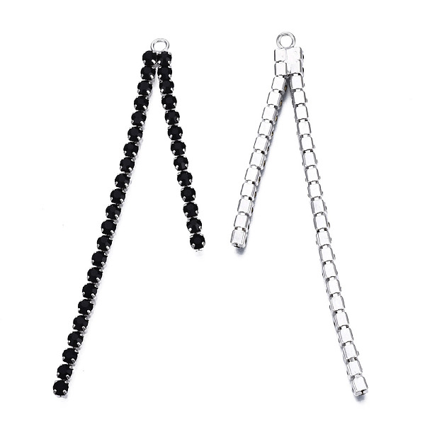 PandaHall Rack Plated Brass Pave Rhinestone Chain Tassel Shape Big Pendants, Cadmium Free & Nickel Free & Lead Free, Platinum, Jet, 83x6x3mm..., Black
PandaHall Rack Plated Brass Pave Rhinestone Chain Tassel Shape Big Pendants, Cadmium Free & Nickel Free & Lead Free, Platinum, Jet, 83x6x3mm..., Black