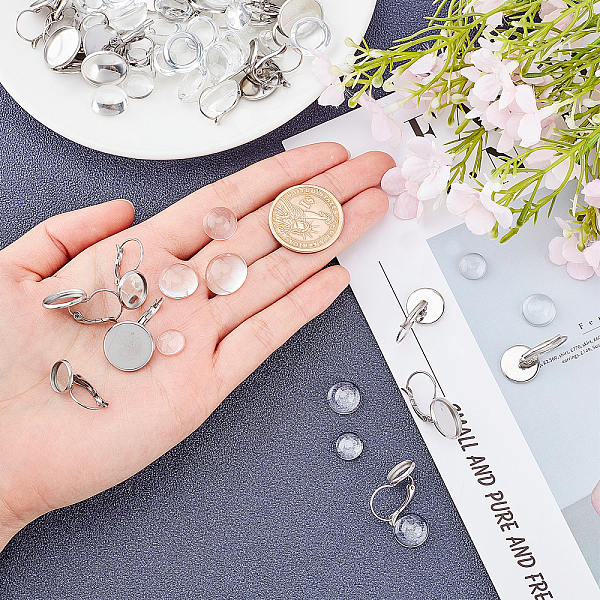 PandaHall UNICRAFTALE 40 Sets 4 Sizes 10/12/14/16mm Flat Round Tray 304 Stainless Steel Lever Hoop Earring Components with Transparent Glass..., Clear
PandaHall UNICRAFTALE 40 Sets 4 Sizes 10/12/14/16mm Flat Round Tray 304 Stainless Steel Lever Hoop Earring Components with Transparent Glass..., Clear