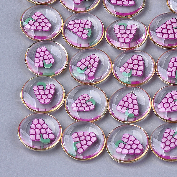 PandaHall Epoxy Resin Cabochons, with Polymer Clay Inside and Brass Findings, Flat Round with Grape Pattern, Light Gold, Plum, 18x5mm Epoxy..., Purple
PandaHall Epoxy Resin Cabochons, with Polymer Clay Inside and Brass Findings, Flat Round with Grape Pattern, Light Gold, Plum, 18x5mm Epoxy..., Purple