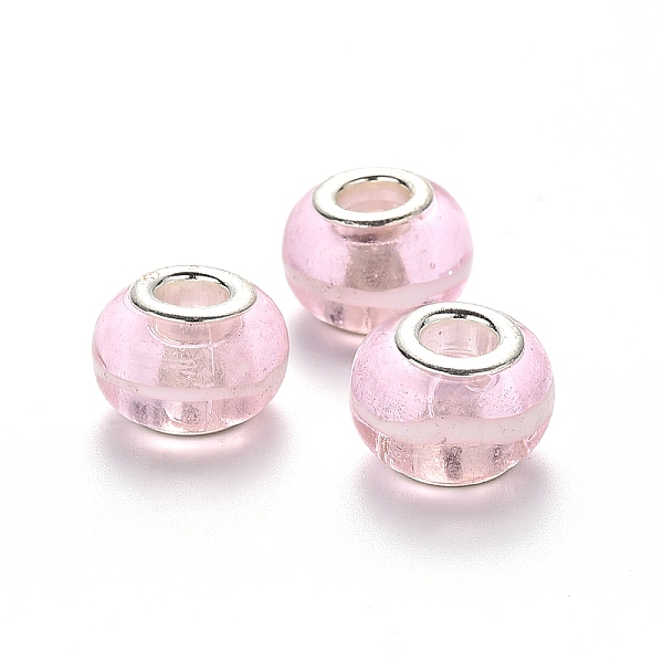 PandaHall Handmade Lampwork European Beads, Large Hole Rondelle Beads, with Platinum Tone Brass Double Cores, Pink, 14x9~10mm, Hole: 5mm...
PandaHall Handmade Lampwork European Beads, Large Hole Rondelle Beads, with Platinum Tone Brass Double Cores, Pink, 14x9~10mm, Hole: 5mm...