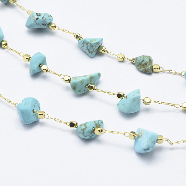 PandaHall 3.28 Feet Handmade Synthetic Turquoise Beaded Chains, Soldered, Brass Chains and Brass Beads, Long-Lasting Plated, Real 18K Gold...
PandaHall 3.28 Feet Handmade Synthetic Turquoise Beaded Chains, Soldered, Brass Chains and Brass Beads, Long-Lasting Plated, Real 18K Gold...