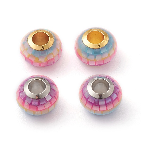 PandaHall Brass European Style Beads, Large Hole Beads, with Brass Cores and Shell, Rainbow Color, Rondelle, Mixed Color, 11x7.5mm, Hole...
PandaHall Brass European Style Beads, Large Hole Beads, with Brass Cores and Shell, Rainbow Color, Rondelle, Mixed Color, 11x7.5mm, Hole...