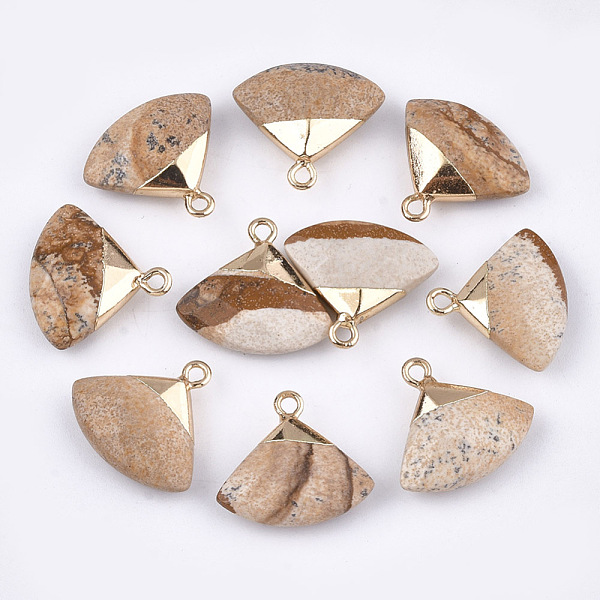 PandaHall Electroplate Natural Picture Jasper Pendants, with Brass Findings, Faceted, Triangle, Golden, 17~18x19~20x6~7mm, Hole: 1.8mm...
PandaHall Electroplate Natural Picture Jasper Pendants, with Brass Findings, Faceted, Triangle, Golden, 17~18x19~20x6~7mm, Hole: 1.8mm...