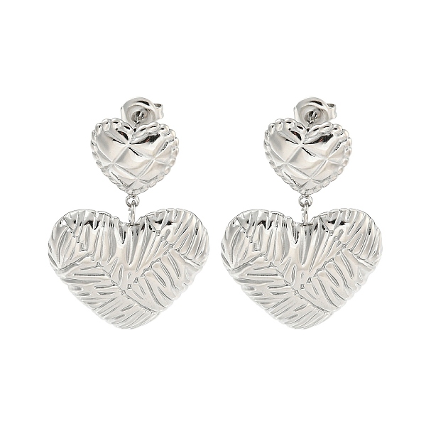 PandaHall 304 Stainless Steel Stud Earrings for Women, Heart with Textured, Stainless Steel Color, 39x26mm 304 Stainless Steel Heart
PandaHall 304 Stainless Steel Stud Earrings for Women, Heart with Textured, Stainless Steel Color, 39x26mm 304 Stainless Steel Heart