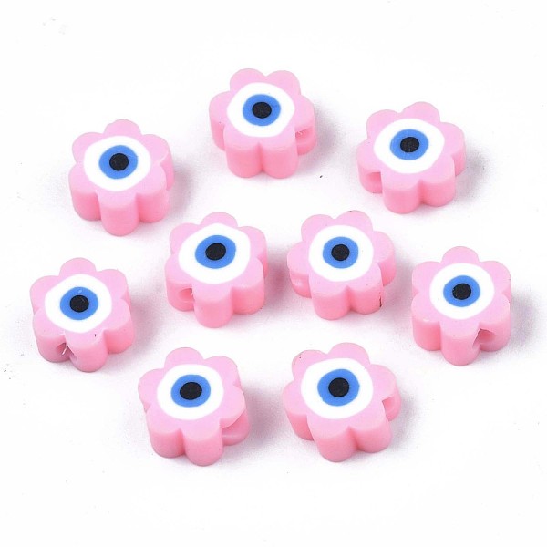 PandaHall Handmade Polymer Clay Beads, Flower with Evil Eye, Pearl Pink, 9x9x4.5mm, Hole: 1.8mm Polymer Clay Flower
PandaHall Handmade Polymer Clay Beads, Flower with Evil Eye, Pearl Pink, 9x9x4.5mm, Hole: 1.8mm Polymer Clay Flower