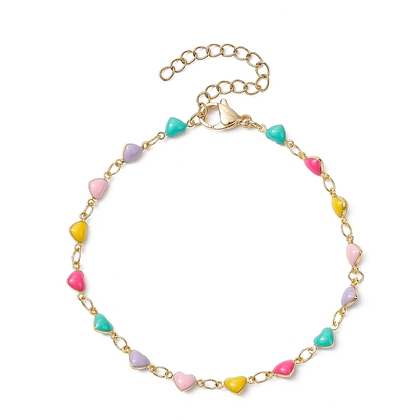 PandaHall Real 18K Gold Plated Brass Enamel Heart Link Chain Bracelets, Colorful, 7-1/2 inch(19cm) Brass Heart Multicolor
PandaHall Real 18K Gold Plated Brass Enamel Heart Link Chain Bracelets, Colorful, 7-1/2 inch(19cm) Brass Heart Multicolor